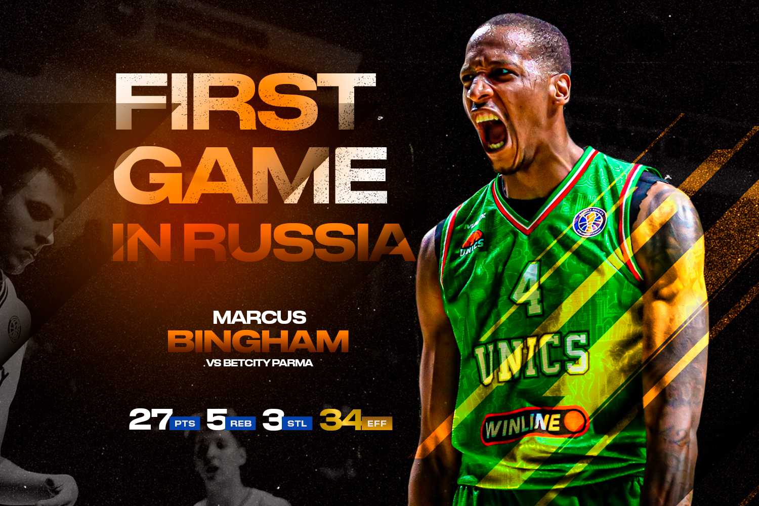 Маркус Бингэм в матче против «БЕТСИТИ ПАРМЫ»