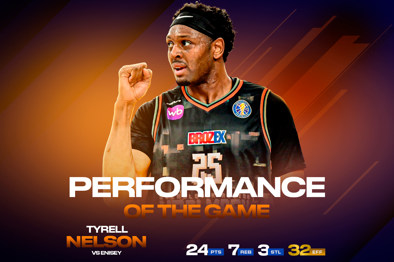 Тайрэлл Нэльсон набрал 24 очка и 7 подборов в игре с «Енисеем»