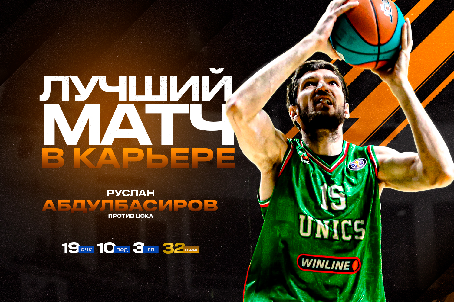 Руслан Абдулбасиров набрал 19 очков и 10 подборов в матче с ЦСКА