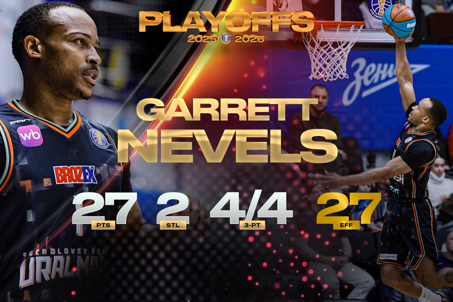 Garrett Nevels scored 27 points in Game 1 versus Zenit