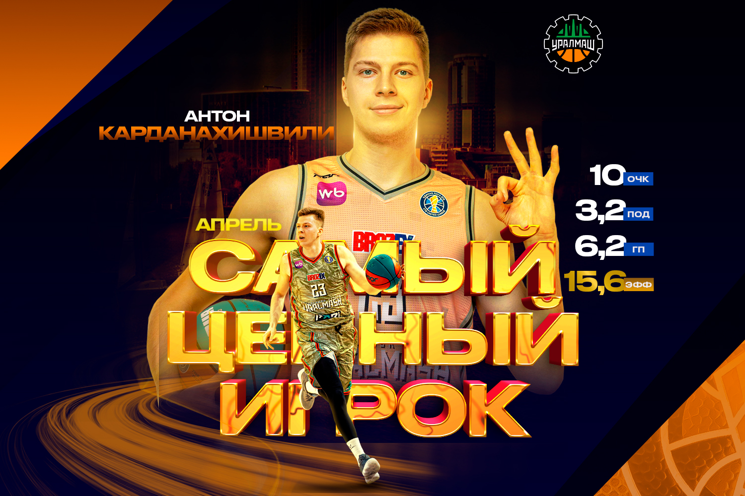 Антон Карданахишвили – самый ценный игрок апреля в сезоне-2025/26